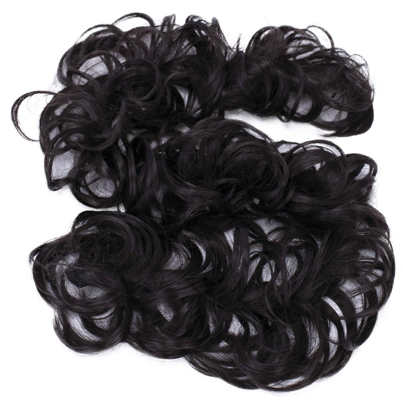 CAISHA Hairpiece Hair Wrap Heat-resistant Synthetic Fibres Curly Messy Updo Dark Brown HW21 - Image 1